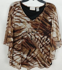 Alfred Dunner Women's Jungle Habitat Overlay Top Detachable Necklace Size 16W - Picture 1 of 2