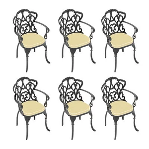 6 Set Outdoor Dining Chairs Cast Aluminum Patio Chairs Patio Furniture Backyard - Picture 1 of 9