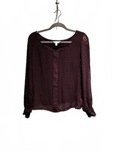 Blusa Lauren Conrad punto suizo superpuesta transparente talla L - Imagen 1 de 8