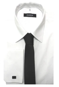 HUBER Hemd Umschlag-Manschette weiß +Krawatte+Mansch.Knopf Regular Fit HU-5011 - Bild 1 von 7