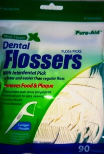 Pure-Aid Mint Flavor Flossers Floss Picks Lot of 1, 2, 3, 4 & 6 (90 Counts)Ea.* - Picture 1 of 6