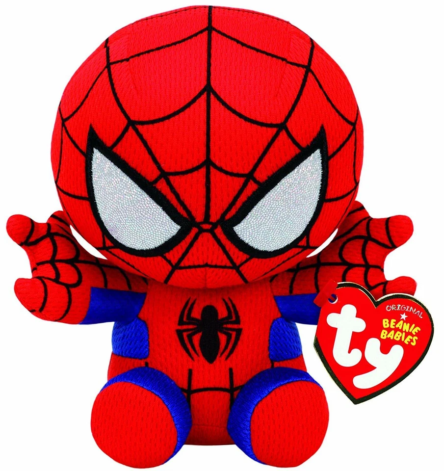 TY BEANIE BUDDY MEDIUM MARVEL COMICS SPIDERMAN PLUSH SOFT TOY NEW WITH TAGS - Image 1 of 1
