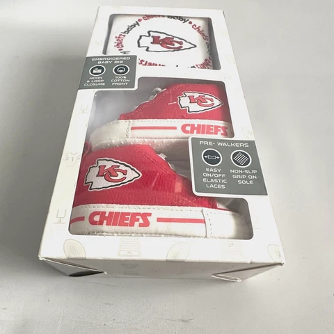 Kansas City Chiefs NFL Pre Walker High Top Baby Shoes Bib Gift Set Cover