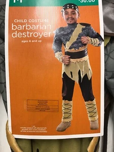 Barbaren Zerstörer braun grau Kinder ganzes Halloween Kostüm Größe M Kind - Bild 1 von 3