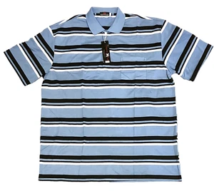 Big Size Striped Polo T-Shirt Short Sleeve Top Pocket Collar 3XL,4XL,5XL - Picture 1 of 15
