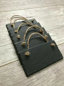 10x5cm Handmade Slate Hanging Chalkboards Mini Memo Name Tags Wedding Favours - Picture 1 of 7