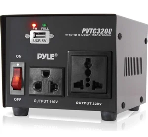 Pyle Step Up & Down Voltage Converter Transformer w/ USB Charging Port PVTC320U - Picture 1 of 10