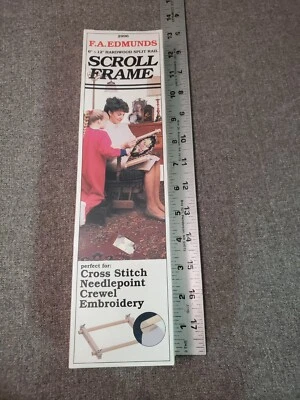 F A Edmunds 6" x 12" Hardwood Split Rail Scroll Frame NIP cross stitch, Crewel - Image 1 of 3