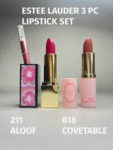 3PC ESTEE LAUDER Lip SET | 811 COVETABLE 211 ALOOF FULL SIZE + Lip Pencil TRAVEL - Picture 1 of 3