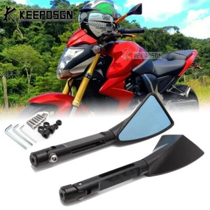 Black Triangle Motorcycle Side Mirrors For Honda CB1000R CB300R CB 500 650R 150X - Picture 1 of 12