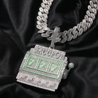 Hip Hop Chain Necklace Slot Machine Personality Punk Iced Aaa+Cz 18K Gold Plated