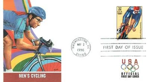 US FLEETWOOD FIRST DAY COVER 1996 CENTENNIAL OLYMPIC GAMES MEN'S CYCLING - Picture 1 of 2
