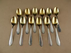 12 ANTICHI ART DECO PREZIOSI ORIGINALI CUCCHIAINI ARGENTO VERMEIL PUNZONE 800 - Imagen 1 de 8