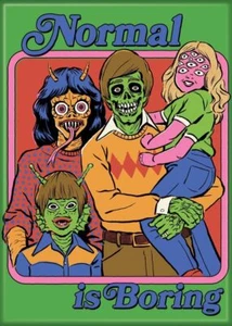 Steven Rhodes Humor Normal Is Boring Monster Family Refrigerator Magnet UNUSED - Picture 1 of 1
