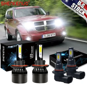 For Dodge Nitro 2007 2008 2009 LED Headlight Hi/Lo + Fog Light 4 Bulbs Combo kit - Picture 1 of 9