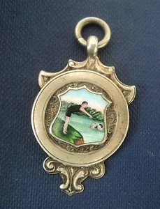 Attraktive Silber Emaille Schwimmen/Tauchen Anhänger Medaille - h/m 1930 William Adams - Bild 1 von 2