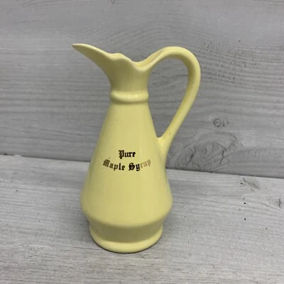 Vintage "Pure Maple Syrup" Pitcher - Yellow Ceramic #474. About 6” Tall - Image 1 of 4