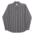 LACOSTE Shirt Brown Striped Long Sleeve Mens S