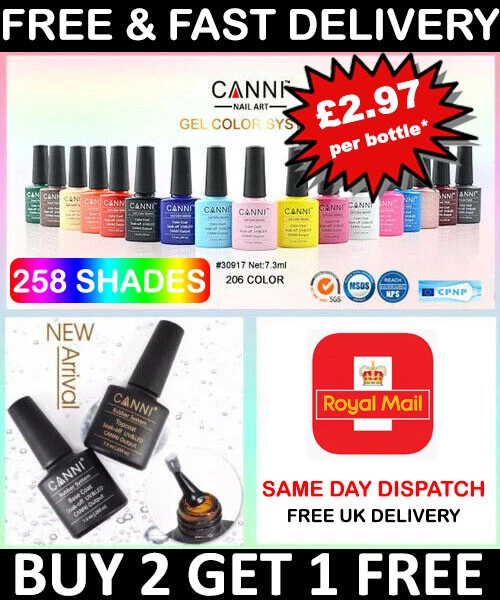 Nail Gel Nail Polish CANNI Soak off UV LED Colour Base Top Coat Nail Varnish - Image 1 of 4