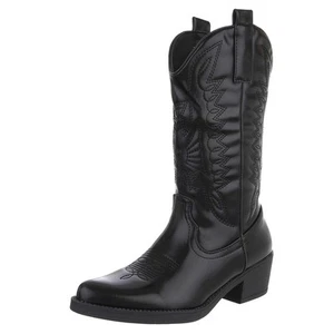 Botas vaqueras de mujer Used Look con cremallera diseño Ital 6283 en negro - Imagen 1 de 11