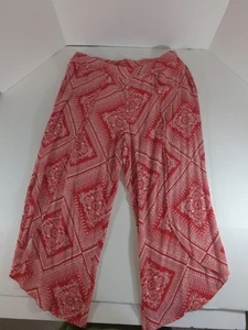 Cato Damen rot-weiß weites Bein fließende Hose Boho Größe L Unikat - Bild 1 von 5