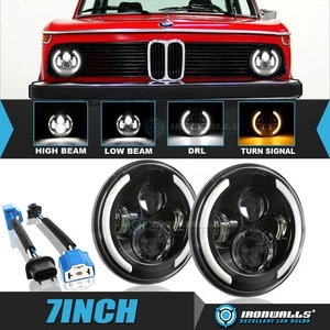 Pair 7" LED Headlights Hi/Lo Beam DRL Angel Eyes Signal for BMW 2002 1966-1976 - Bild 1 von 12