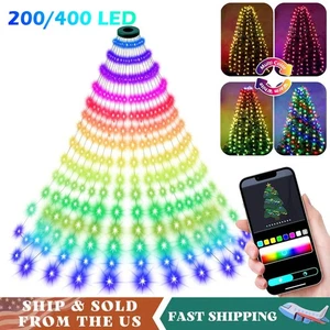 200/400LED Christmas Tree Lights Waterfall Smart String Light RGB Xmas Decor - Picture 1 of 12