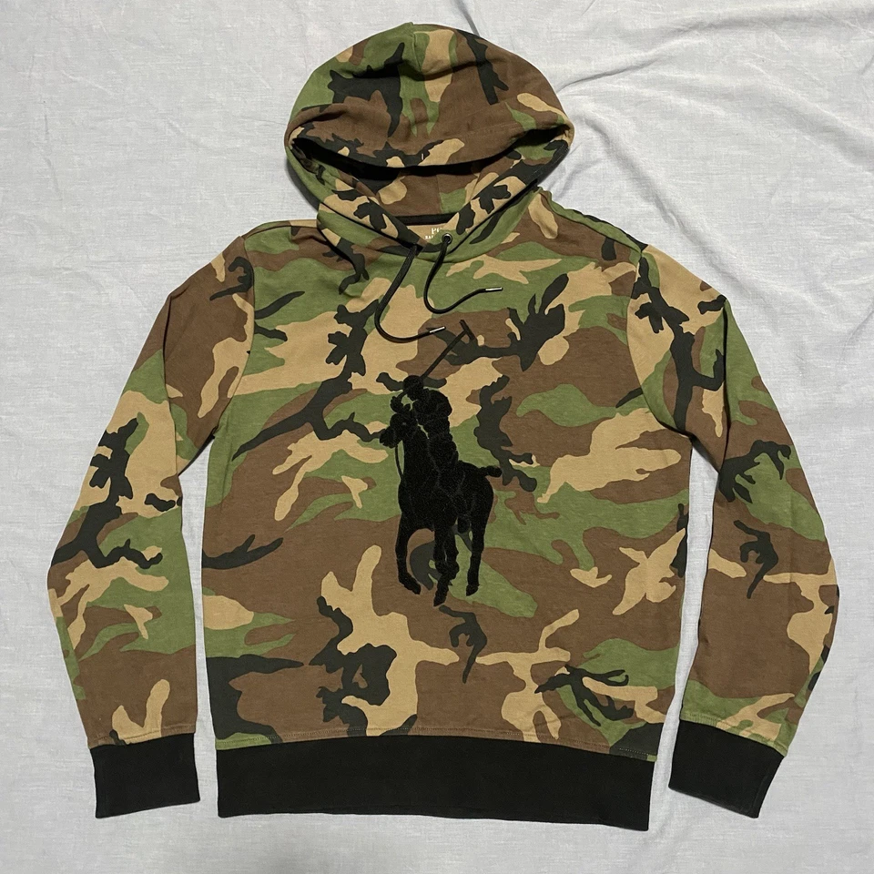 Polo Ralph Lauren Sudadera con Capucha Para Hombres Pequeña Verde Camuflaje Big Pony Vellón Mezcla de Lana Foto 1 de 4