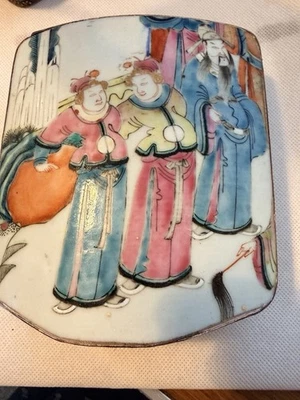 CAJA BARATIJA ROSA FAMILIAR ESMALTADA A MANO CHINA VINTAGE, METAL COBRE Y PLATA - 2 Foto 1 de 4