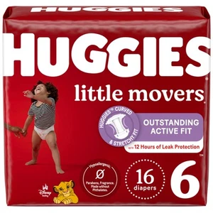 Pañales Huggies Little Movers talla 6 35 lb a prueba de fugas con indicador de humedad - Imagen 1 de 13