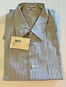 NWT Vintage Giorgio Armani Grey/White Striped Dress Shirt Men's Size 16/41 - Picture 1 of 9