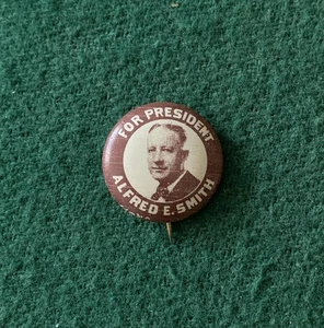 Alfred Smith 1928 Präsidentschaftskampagne politische Anstecknadel Button Pin, Greenduck - Bild 1 von 4