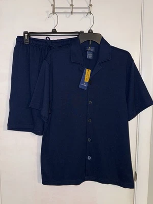 NWT STAFFORD Sleepwear Men's Size Small 2 Piece Navy Blue Pajama Shorts Set PJ's - Image 1 of 4