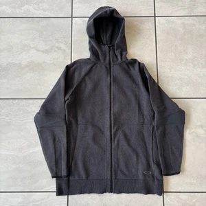 Oakley Hoodie Mens Medium Gray Black Tech Full Zip Fleece Sweatshirt Software - Picture 1 of 7