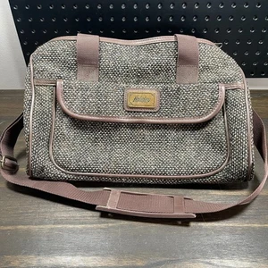 Holiday Mini Luggage Duffle Carry On Travel Suitcase Vin Brown Tweed - VGC! - Picture 1 of 1