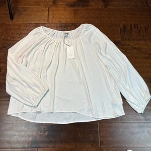NWT A New Day Long Sleeve Square Neck Pleated Blouse Top White Flowy Size XL - Picture 1 of 11