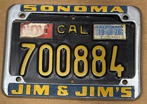 JIM & JIM’S DE COLECCIÓN (SONOMA CA.) MARCO MATRÍCULA MOTO - Imagen 1 de 7