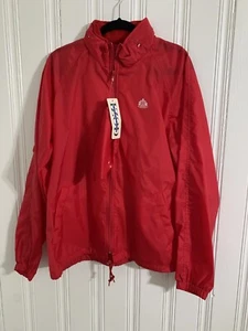 Vintage IZOD Jacket Mens Large Red Windbreaker Y2K 90s Zip Packable Nylon NEW - Picture 1 of 4