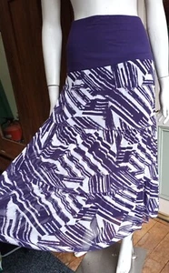 LIZ JORDAN Skirt Sz LARGE Purple White Tiered Lined 16cm Elastic Waist Band NWT - Picture 1 of 13