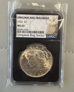 1922 Peace Dollar Original Bag Fragment Label NGC MS63 - Picture 1 of 5