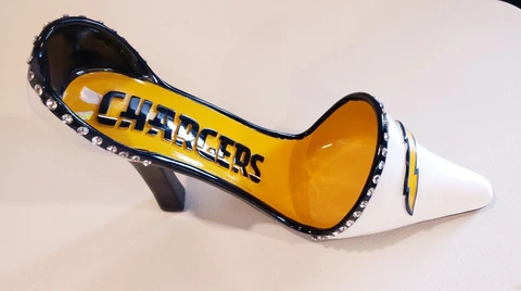Los Angeles LA / San Diego Chargers High Heel Shoe Wine Bottle Holder Cover