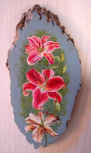 GROSSE WILDBLUMEN HOLZPLATTE PLAKETTE - HANDBEMALT - Bild 1 von 1