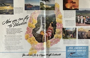 Pubblicità stampa vintage Pan American World Airways System Flying Clippers Fly Paradise 1946 - Foto 1 di 1