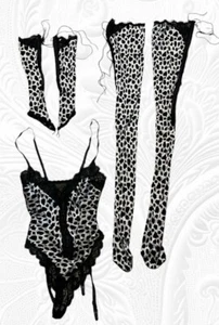 Shirley of Hollywood Korsett Teddy Handschuhe Overknee Strümpfe M Vintage - Bild 1 von 12