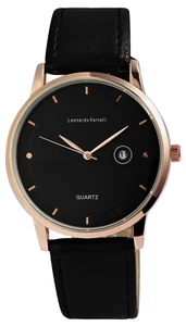 Herren Armbanduhr Männer Uhr Kunstleder Datum Analog Watch Leonardo Verrelli - Bild 1 von 3