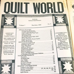 Quilt World Magazine 1982 Evening Star Flywheel Melon Patch Sunbonnet Children - Picture 1 of 8