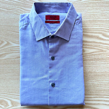 Alfani Fitted Medium Shirt Mens Purple 23" Pit-to-Pit Striped 15" 15.5" Collar