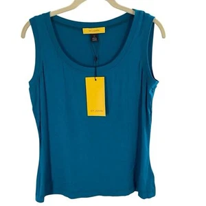 St. John Women’s M Sleeveless Top Solid Teal Baltic Blue Tee Simple Basic New - Picture 1 of 7