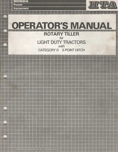 1986 HONDA ROTARY TILLER for LIGHT DUTY TRACTOR OPERATORS MANUAL (135) - Picture 1 of 1
