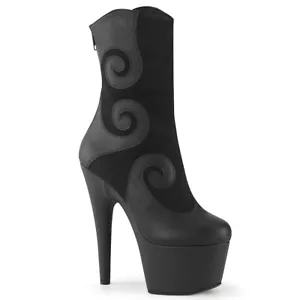 Pleaser Stiletto Black High Heel Platform 7" Ankle Boot Spiral Adore 1034 - Picture 1 of 3
